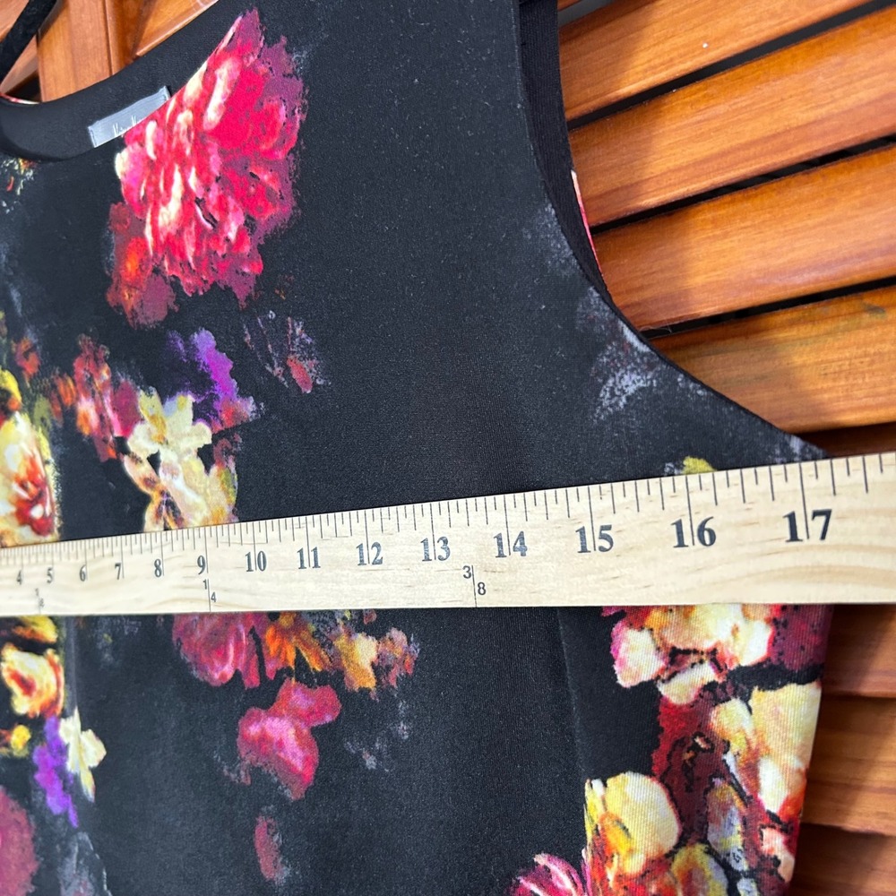 Neiman Marcus Womens Floral Sheath Dress‎ Black Pink Yellow Sleeveless Size 8 - Picture 4 of 6